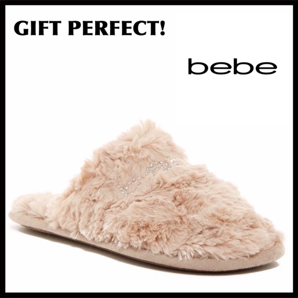 bebe Shoes - BEBE COZY PLUSH CRYSTAL EMBELLISHED SLIPPERS